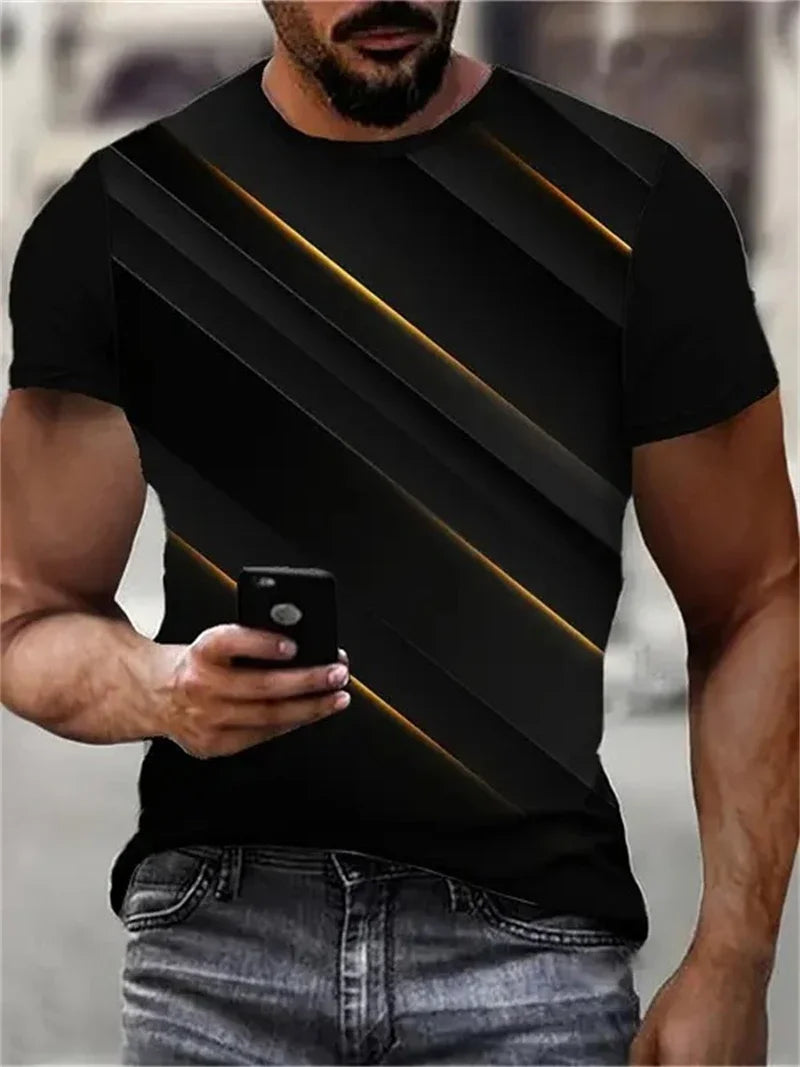 T-shirt pour homme à imprimé géométrique tribal africain, motif ethnique coloré, col rond, manches courtes, hauts décontractés, streetwear