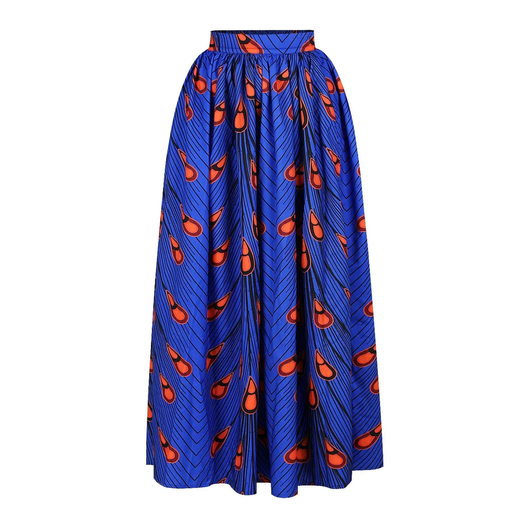 Fashion African National Women Two Piece Set Sexy Slash-neck Long Sleeve Tops +High Slit Maxi Skirt Ladies Suit Africa Clothing