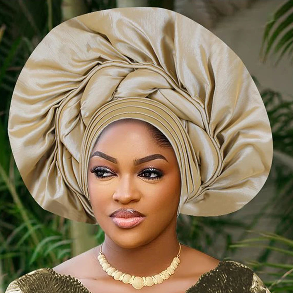Africain femme Turban casquette femmes Autogele couvre-chef Nigeria Fan Geles fête de mariage bandeau chapeaux Bonnet Hijab chapeau foulard