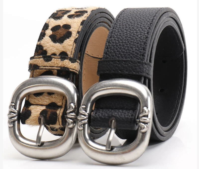 Ceinture imprimée léopard pour femmes, mode décontractée, polyvalente, accessoires pour jeans, ceinture gothique rétro en cuir Pu, boucle ardillon