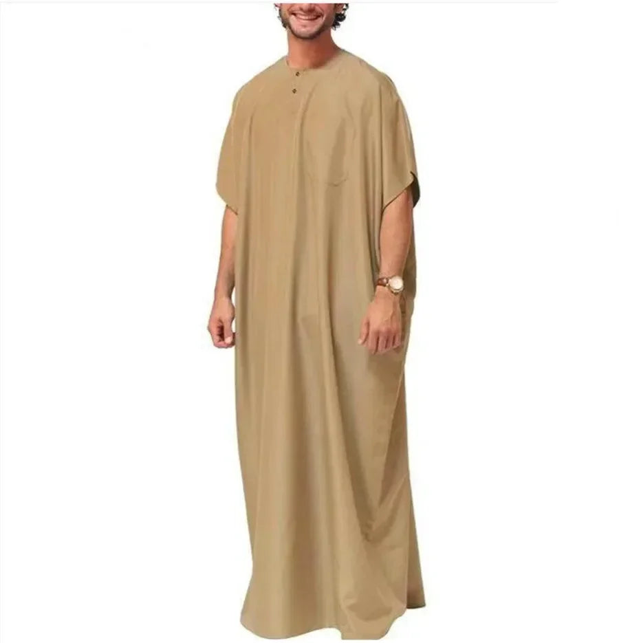 Abaya-Robe musulmane à manches courtes pour hommes, Kaftan arabe islamique, Vêtements vintage, Robe rétro, Moyen-Orient, Moyen-Orient, Été