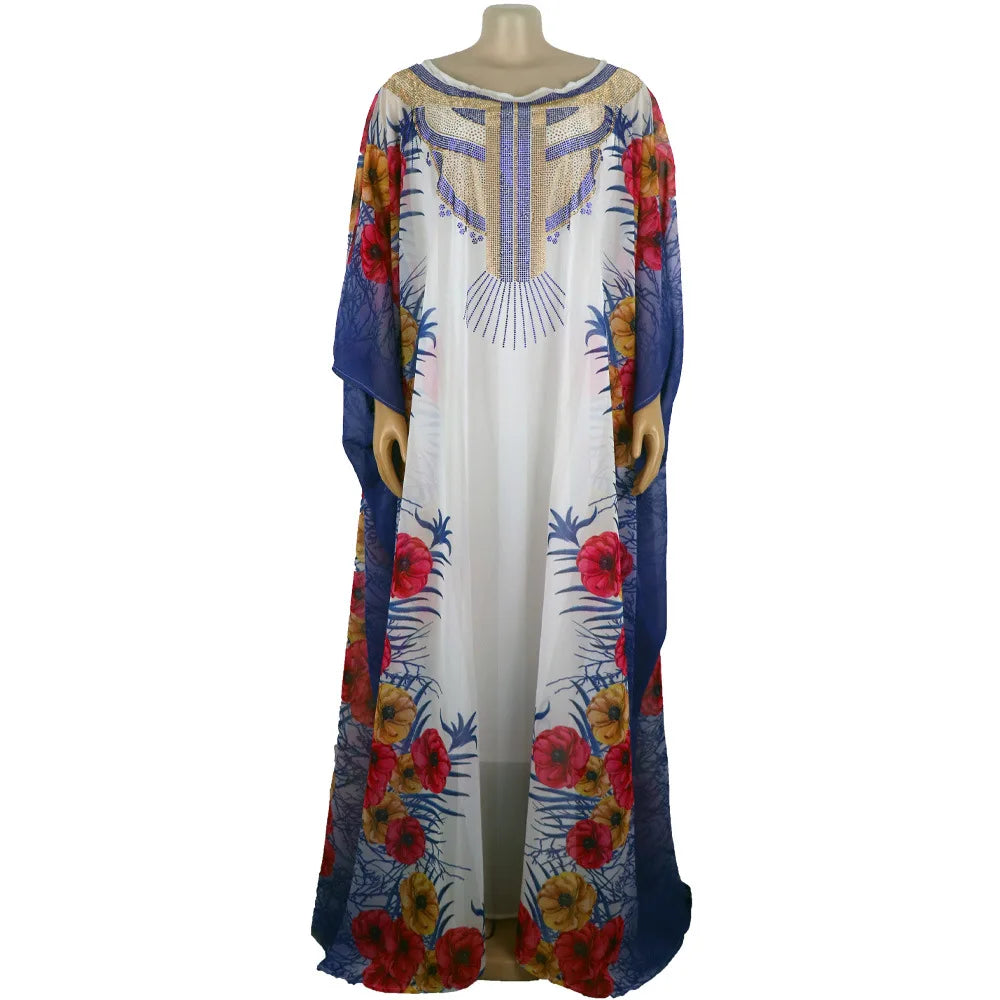 African Print Dresses for Women Muslim Maxi Dress Traditional Dashiki Diamond Abaya Dubai Boubou Robe Africa Morocco Gown Robes