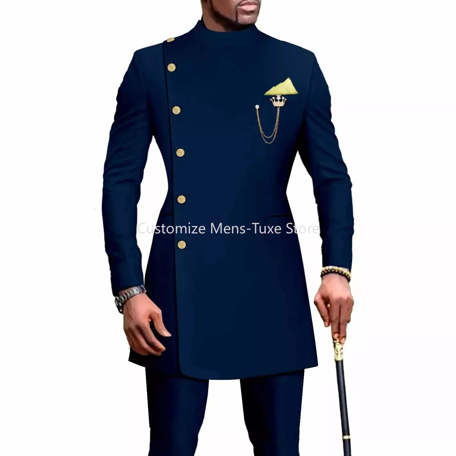 Costumes pour hommes Blazers vêtements africains pour hommes costume 2 pièces veste pantalon mariage traditionnel coupe ajustée couleur unie Festival fête