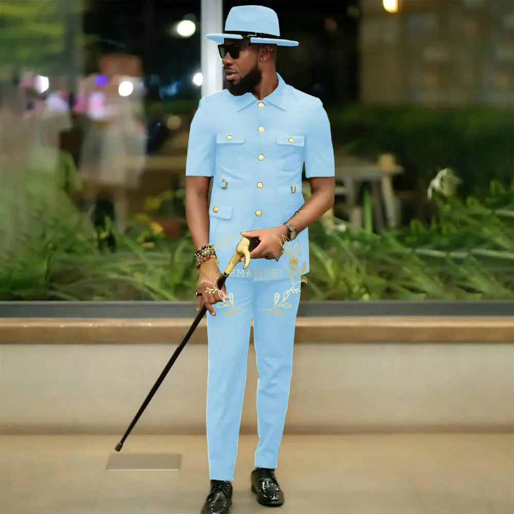 Costumes de style africain pour hommes pour mariage, sur mesure, 2 pièces, veste à simple boutonnage, pantalon, 2 pièces, costumes de marié, costume homme