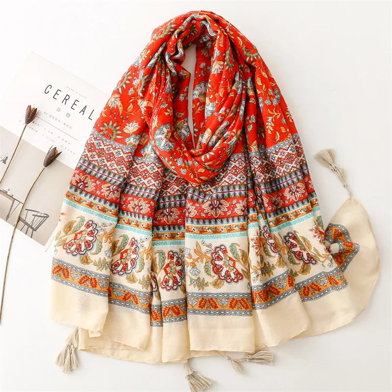Châle en Viscose avec Pompon, Écharpe Africaine, Indienne, Ethnique, Géométrique, Florale, Haute Qualité, Bande Ronde, Hijab Musulman, Bufanda, 180x90cm