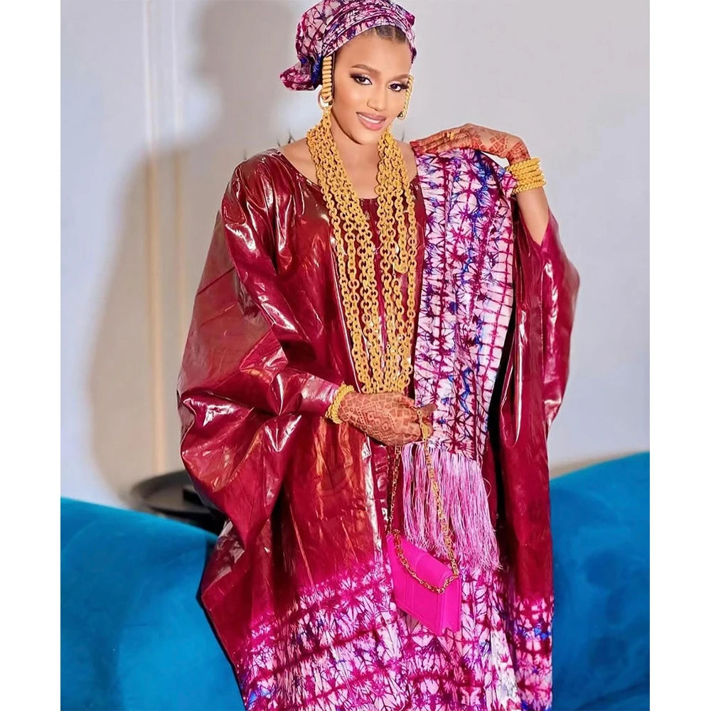 High Quality African Dresses For Women Wedding Bride Party Clothing Plus Size Traditional Riche Dashiki Bride Printing Clothing