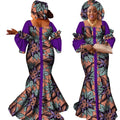 African Dresses for Women Fashion Design New African Bazin Fashion Design Dress Long Dress with Scarf African Clothes WY2347