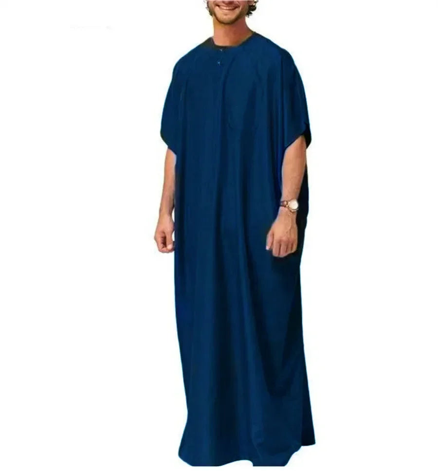 Abaya-Robe musulmane à manches courtes pour hommes, Kaftan arabe islamique, Vêtements vintage, Robe rétro, Moyen-Orient, Moyen-Orient, Été