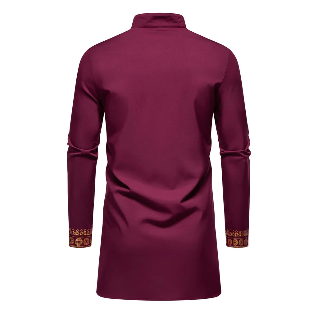 Ensemble de Robe imprimé africain à col montant pour hommes, noir/blanc, tenue de chef Tribal du moyen-orient de saphir, haut + pantalon, 2 pièces, 2026