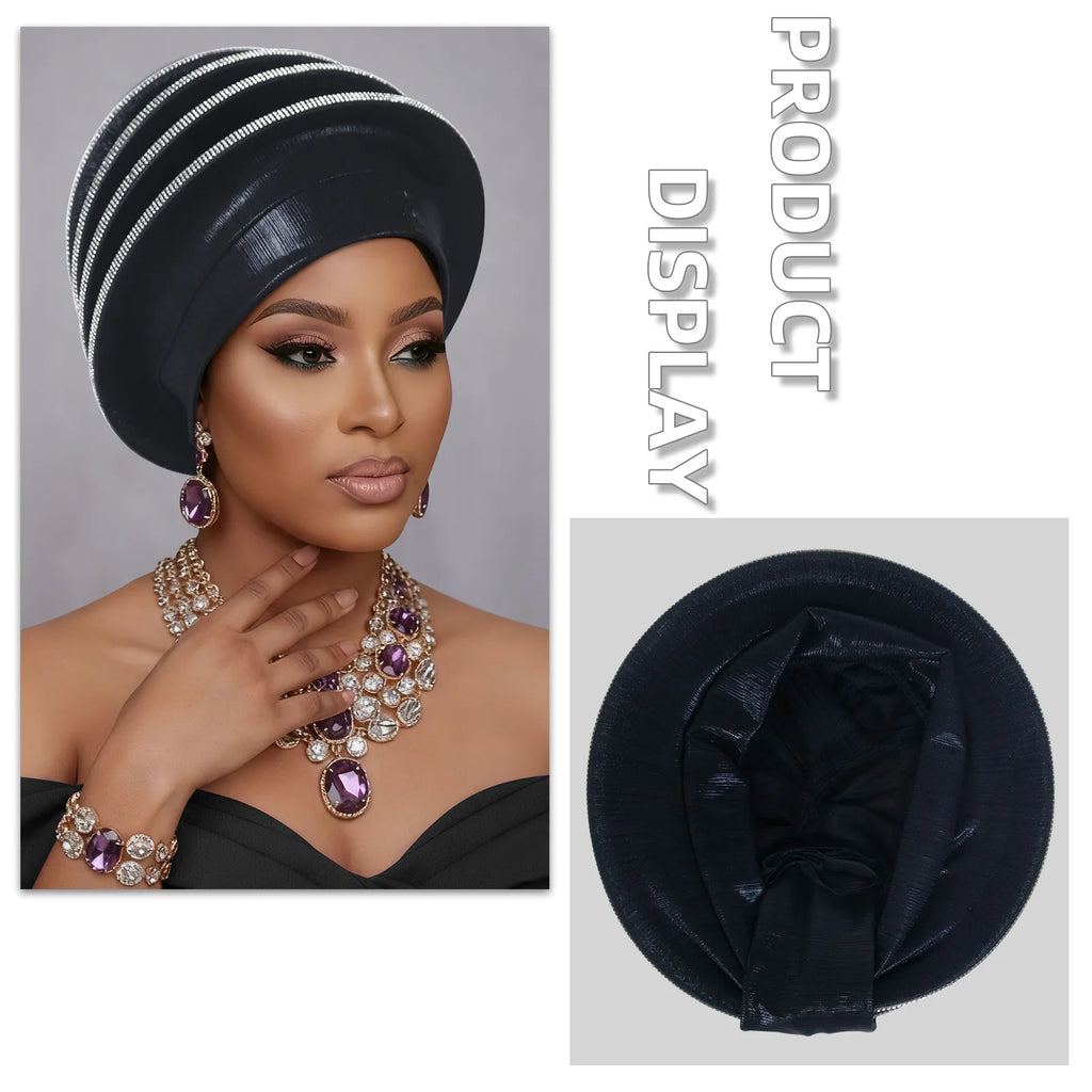 Turban africain Auto Gele pour femmes, hijab musulman, bonnet plissé, chapeau indien, foulard nigérian, chapeau de mariage, geles