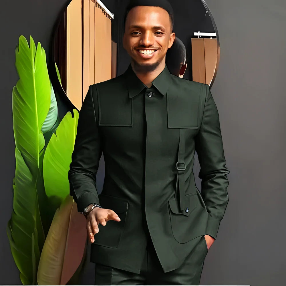 Costume pour homme de style africain — Smoking sur mesure 2 pièces pour mariages, mariés, fêtes et dîners formels