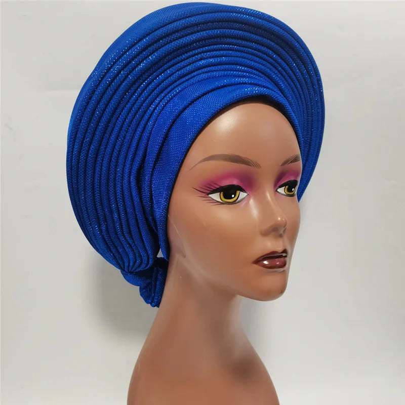Cravate de sauna africaine de haute qualité Turban NigWin cravate de sauna prête à l'emploi Auto Gele Turban enveloppe de sauna pour XM205-1 de fête de mariage