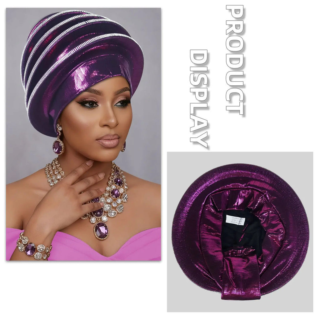 Turban africain Auto Gele pour femmes, hijab musulman, bonnet plissé, chapeau indien, foulard nigérian, chapeau de mariage, geles