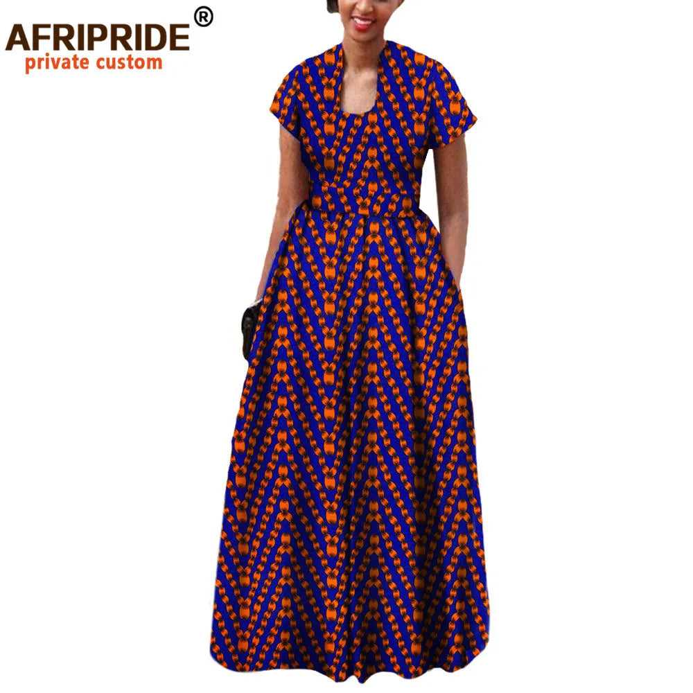African Dress for Women Autumn Short Sleeve with Sashes Decoration Floor Length Bohemian Style Party Outfits A7225117