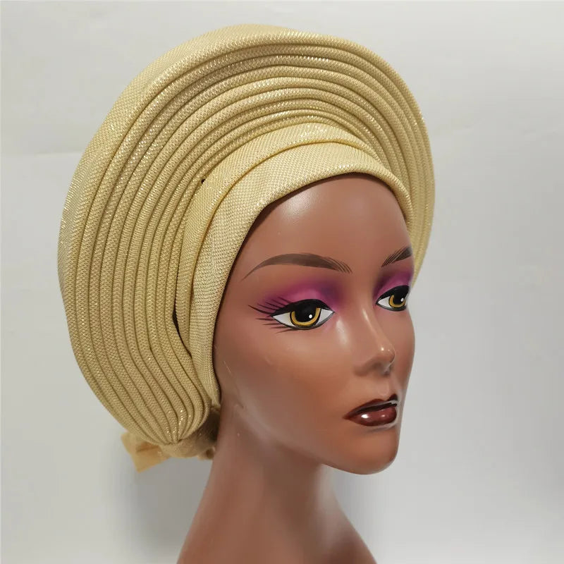 Cravate de sauna africaine de haute qualité Turban NigWin cravate de sauna prête à l'emploi Auto Gele Turban enveloppe de sauna pour XM205-1 de fête de mariage