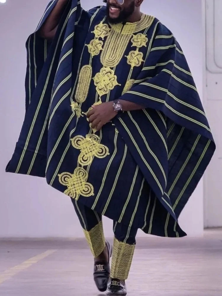 Vêtements africains pour hommes, chemises Dashiki, pantalons Ankara, ensemble 3 pièces, tenues de soirée de mariage, costume, vêtements traditionnels
