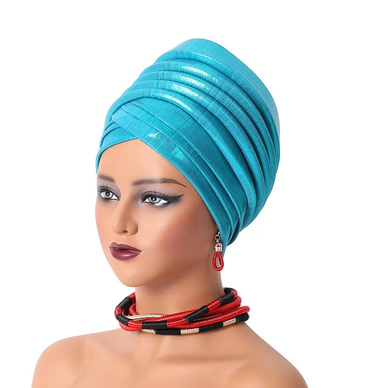 Femmes africaines Auto Gele couvre-chef Nigeria dame plissée bandeau musulman foulard Bonnet Turbante Mujer