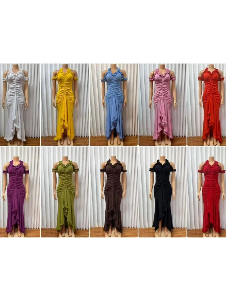 African Dresses For Women Elegant Off Shoulder Dashiki Maxi A-Line Dress Ladies Traditional African Clothing Fairy Dreaes