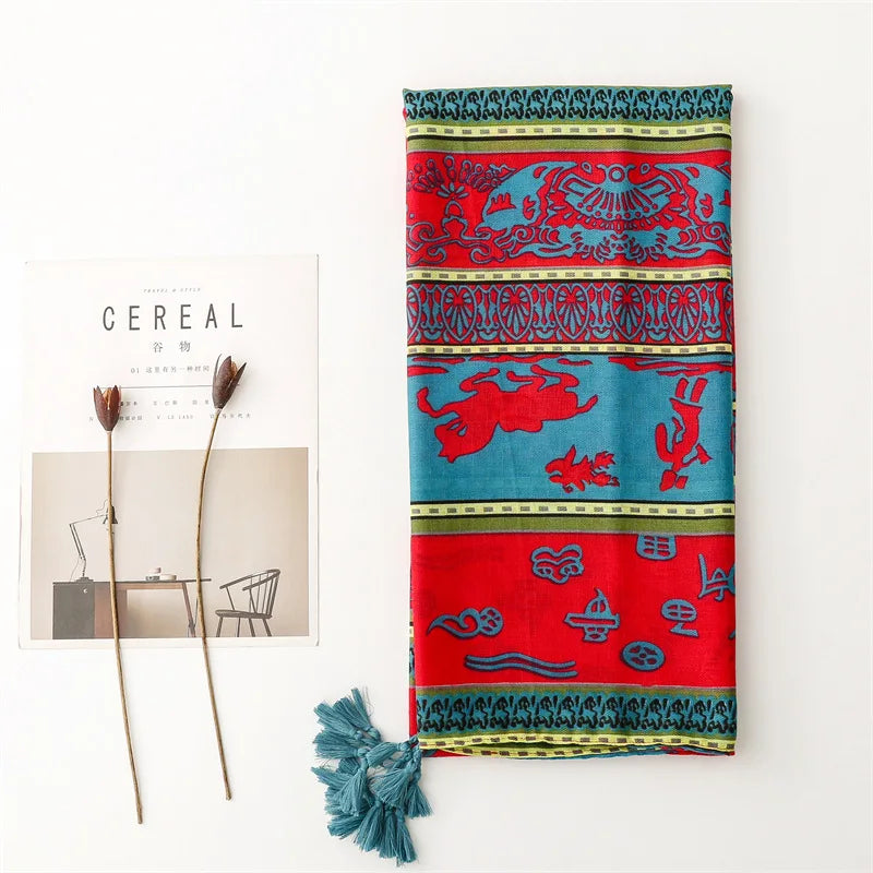 Châle en Viscose avec Pompon, Écharpe Africaine, Indienne, Ethnique, Géométrique, Florale, Haute Qualité, Bande Ronde, Hijab Musulman, Bufanda, 180x90cm
