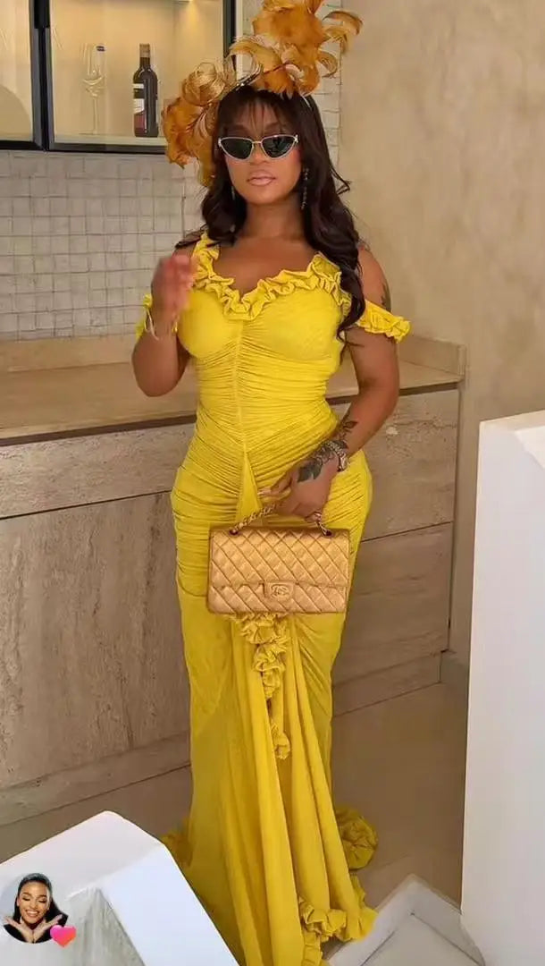 African Dresses For Women Elegant Off Shoulder Dashiki Maxi A-Line Dress Ladies Traditional African Clothing Fairy Dreaes