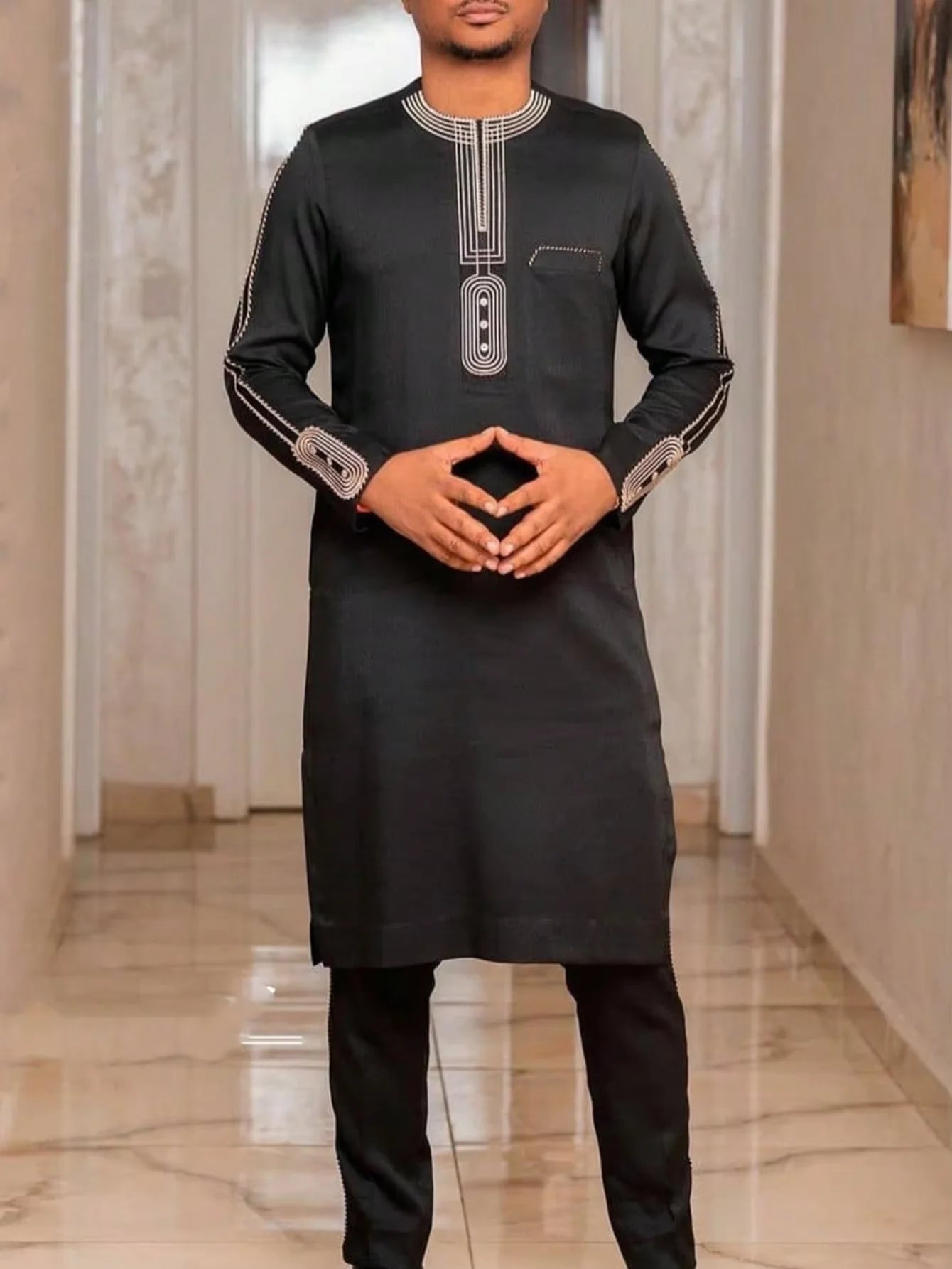 Nouvel ensemble traditionnel africain pour homme 2026 – Costume élégant et tendance pour homme, ensemble décontracté brodé deux pièces, caftan pour homme