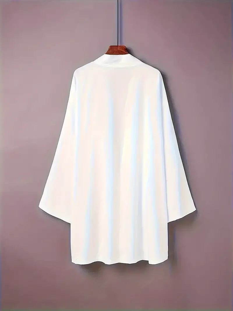 Robe d'été noire pour hommes, vêtements de samouraï, couleur unie, ample, Costume traditionnel asiatique, cape Kimono japonaise de plage, manteau de protection solaire