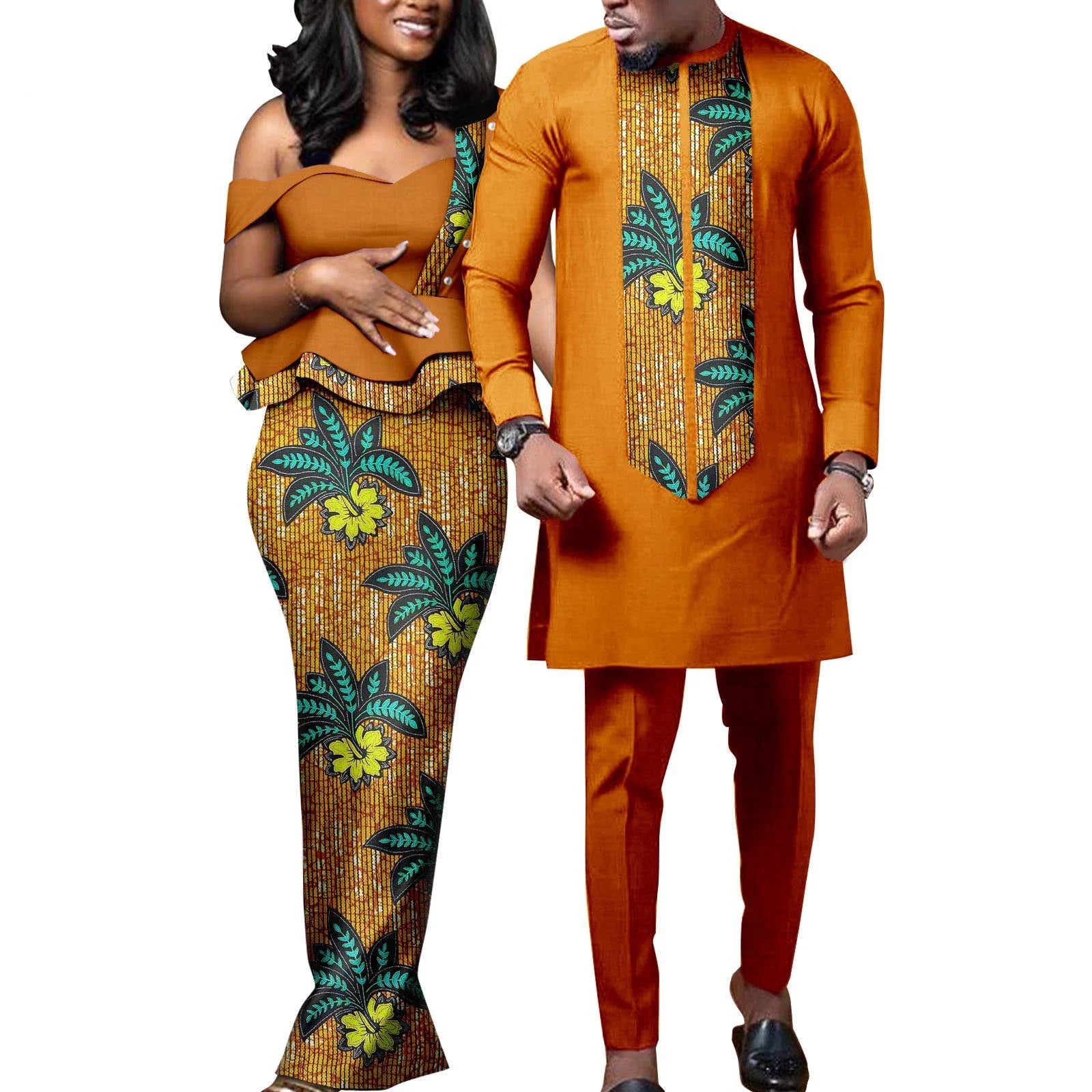 Robes africaines pour femmes, tenues assorties pour couples Bazin Lover, robes de soirée sirène imprimées, ensembles chemise et pantalon pour hommes, tenues de mariage