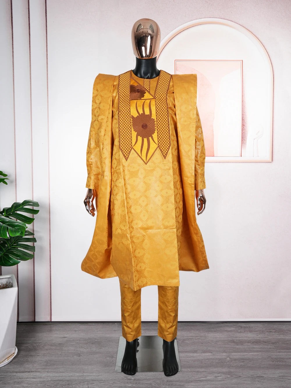 Robes africaines pour couple, tenues assorties or pour femme et homme, broderie traditionnelle Bazin Riche, robe turque, robe de mariage, robe de fête