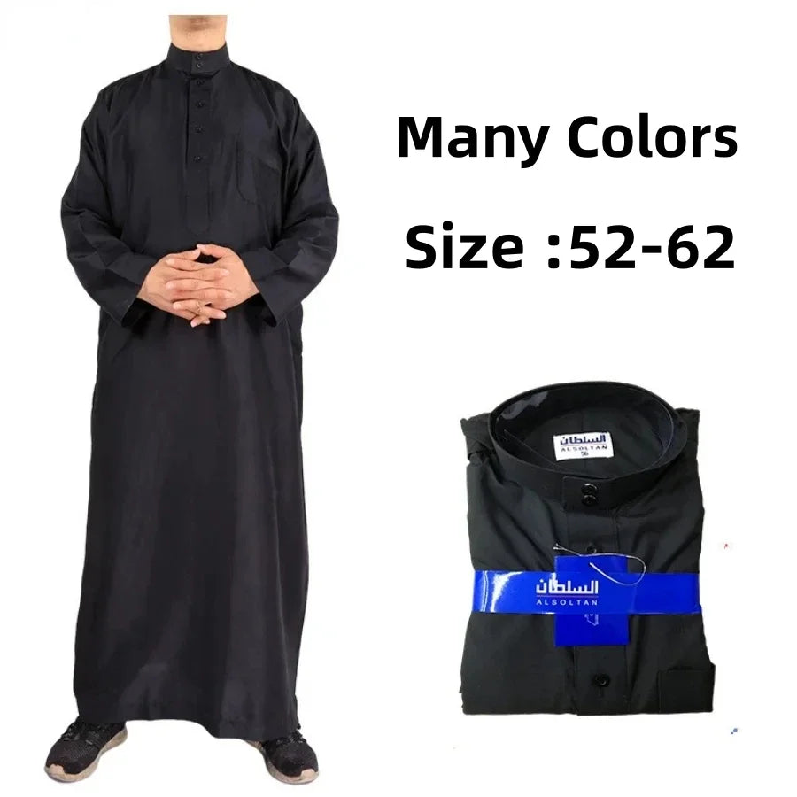 Vêtements islamiques hommes solide à manches longues en vrac musulman mâle arabie saoudite Pakistan Kurta Costumes musulmans robe musulmane caftan Thobe