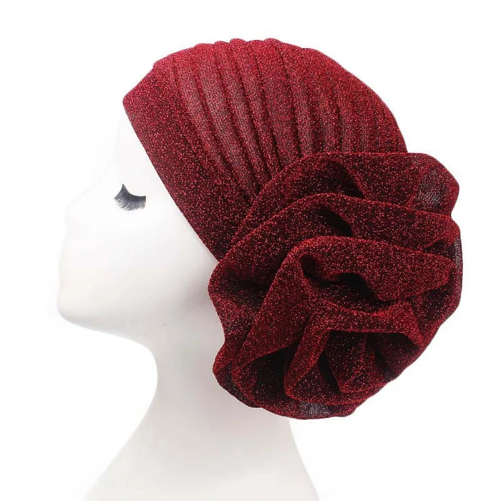 Casquettes de Turban africaines en soie brute, couvre-chef respirant, Geles de mariage nigérian, léger, grande fleur de Rose, couvre-chef de fête