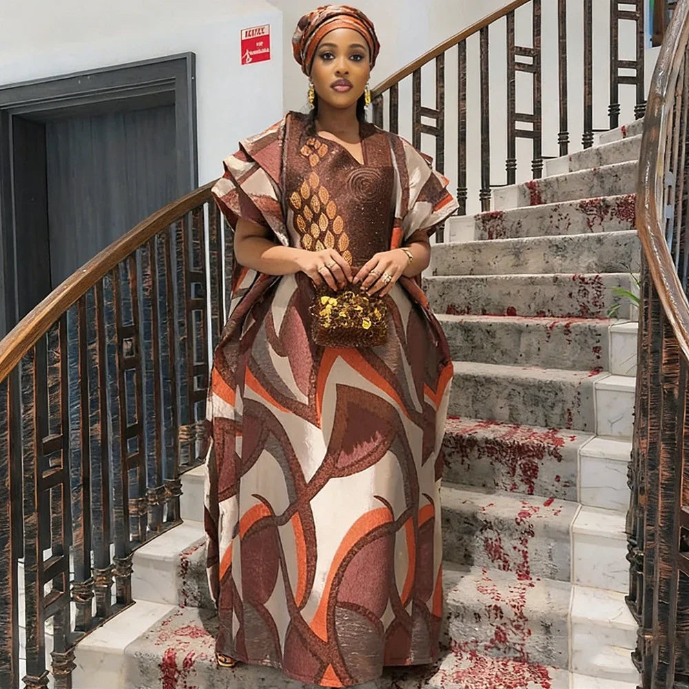 African Dresses for Women Traditional Africa Clothing Dashiki Ankara Bazin Luxury Embroidery Gown Muslim Kaftan Maxi Long Dress