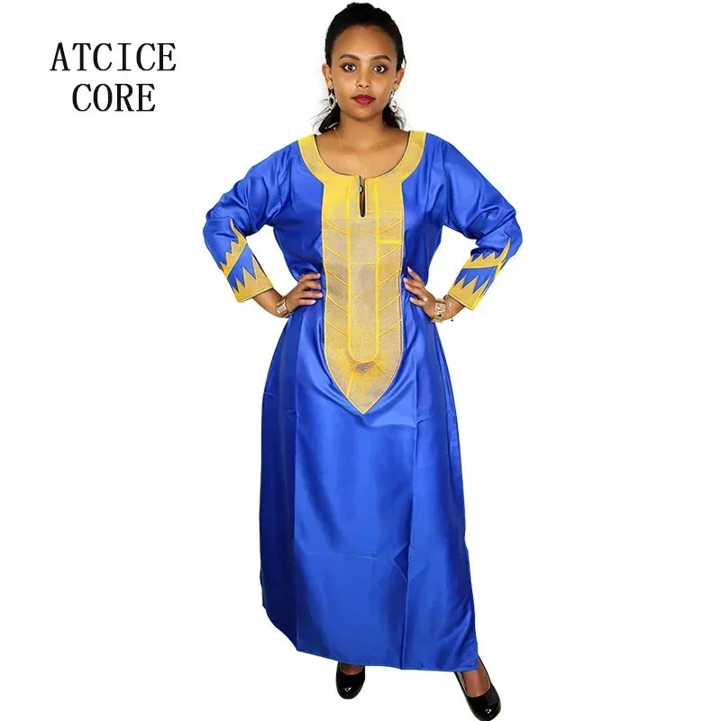 African Dresses For Woman Soft Material Embroidery Design Long Dress Without Scarf
