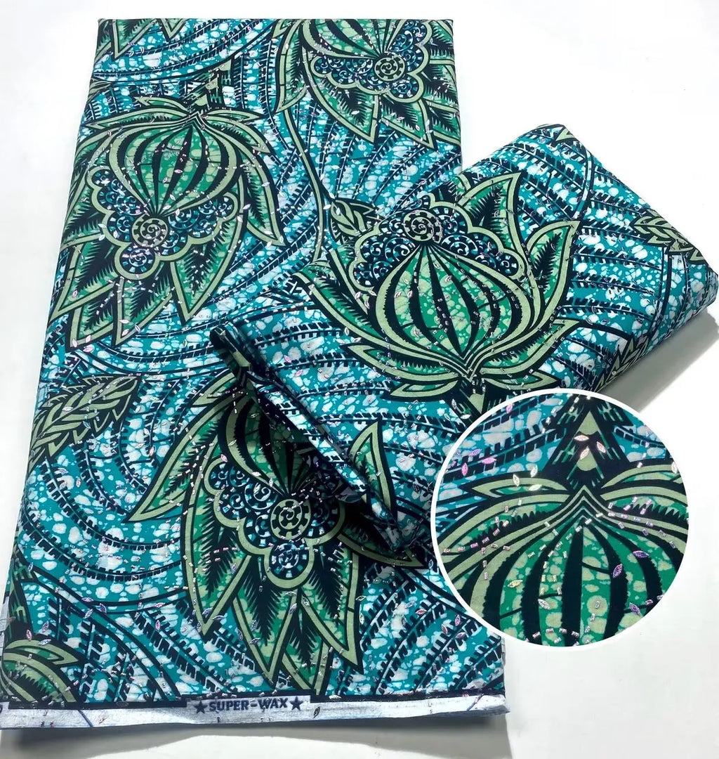 Tissu africain en cire avec des bandes de cristal, tissu en cire pour robe de femme, 6 yards/lot, cire africaine