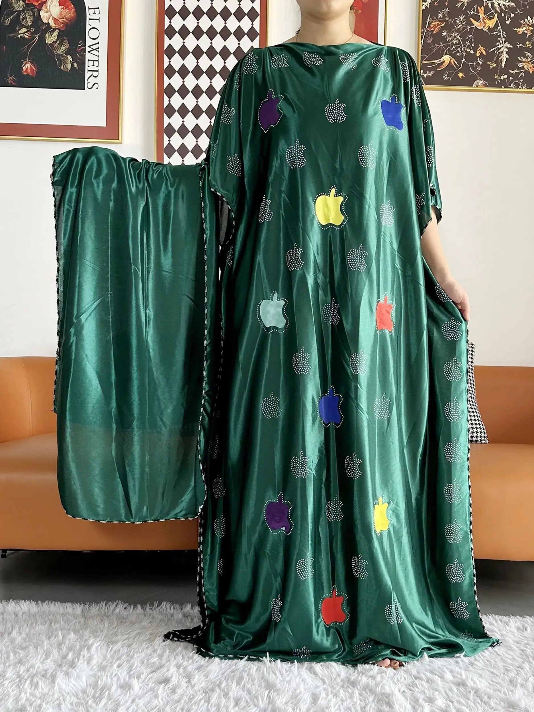 2026 African Summer Kaftan Muslim Women Dress India Caftan Traditional Wear Printed Fabric Africa Femme Maxi Casual Outfit