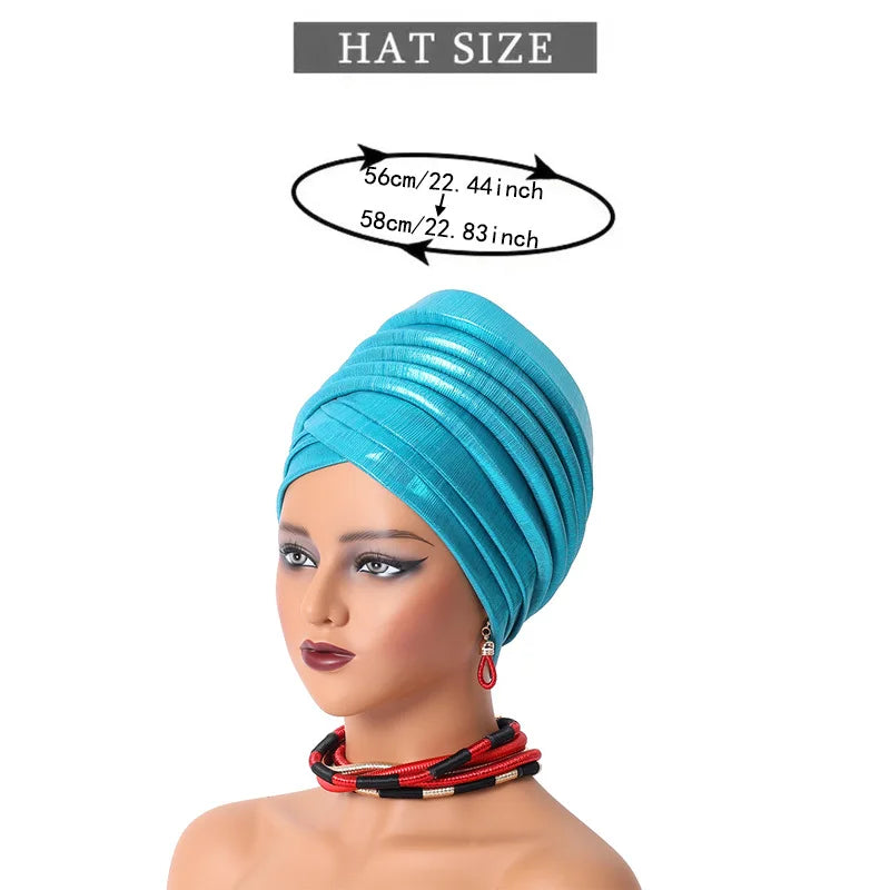 Femmes africaines Auto Gele couvre-chef Nigeria dame plissée bandeau musulman foulard Bonnet Turbante Mujer