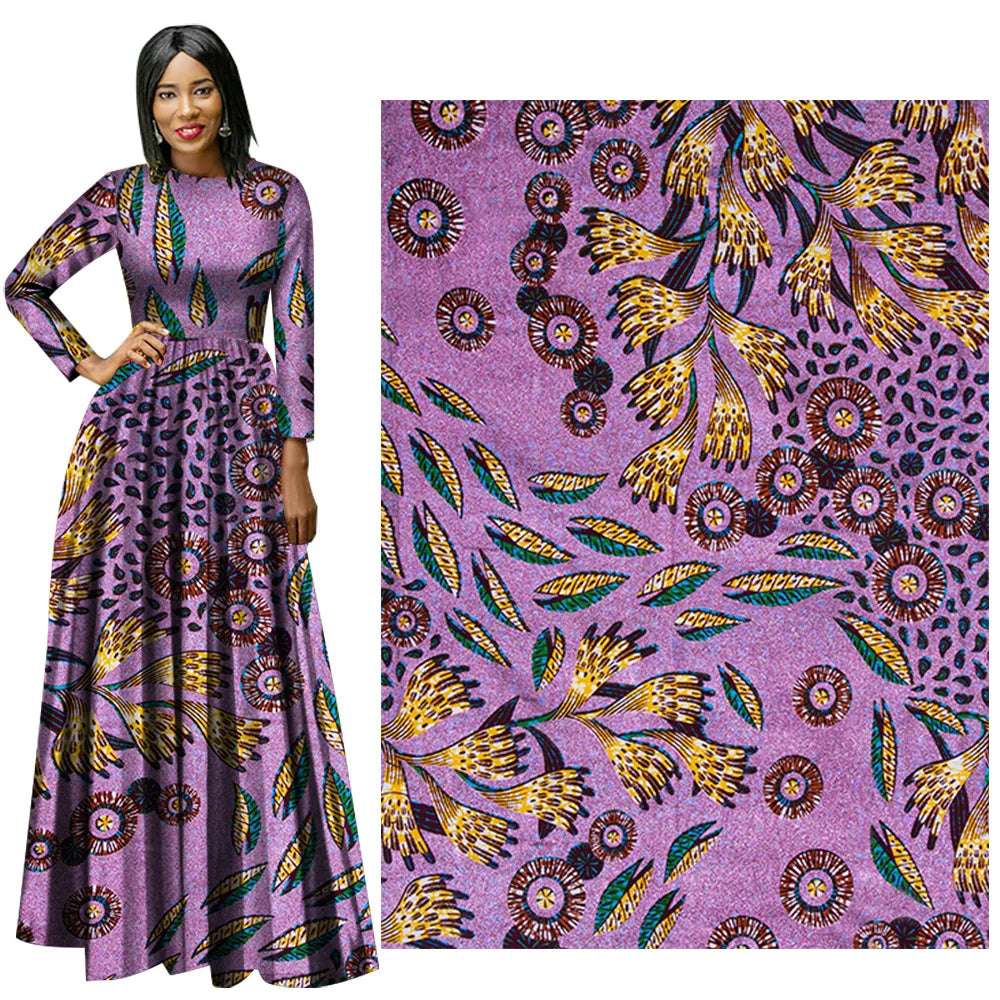 Tissu africain imprimé wax – Ankara 100 % coton avec paillettes dorées, 6 yards/rouleau, pour robes, foulards et vêtements de mode