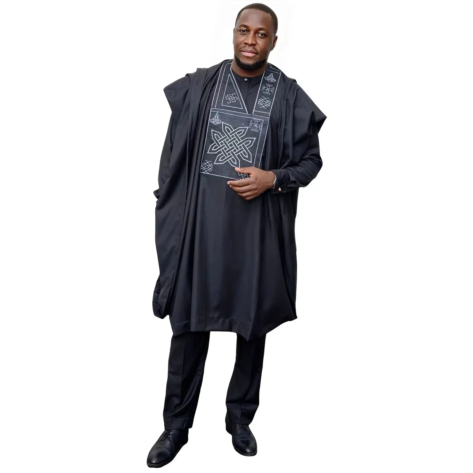 Vêtements Africains pour Homme, Haut Brodé à Manches sulf, Bazin Riche