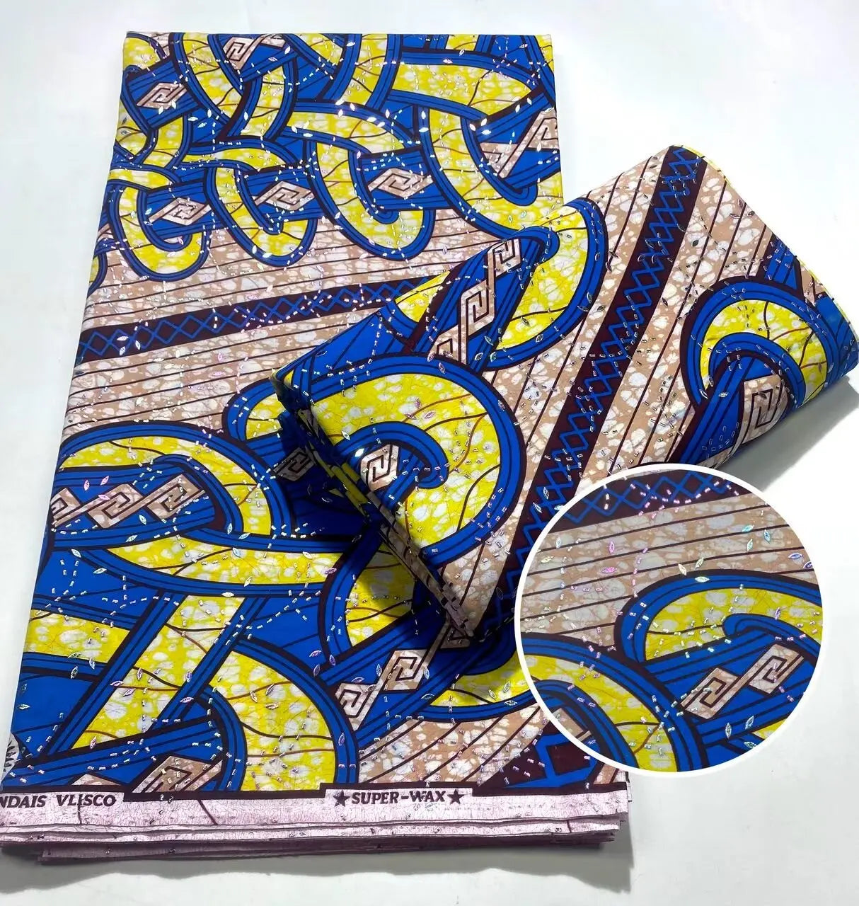 Tissu africain en cire avec des bandes de cristal, tissu en cire pour robe de femme, 6 yards/lot, cire africaine