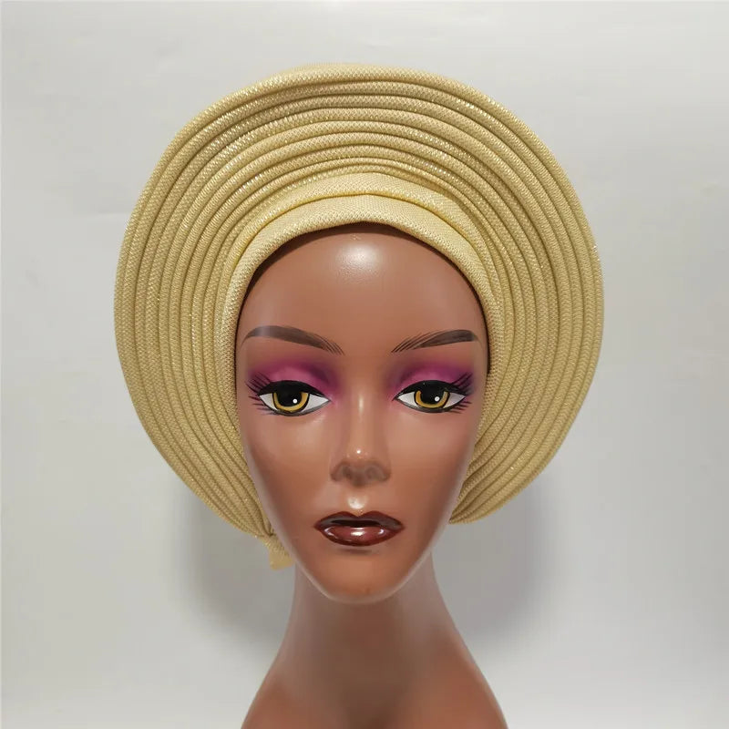 Cravate de sauna africaine de haute qualité Turban NigWin cravate de sauna prête à l'emploi Auto Gele Turban enveloppe de sauna pour XM205-1 de fête de mariage