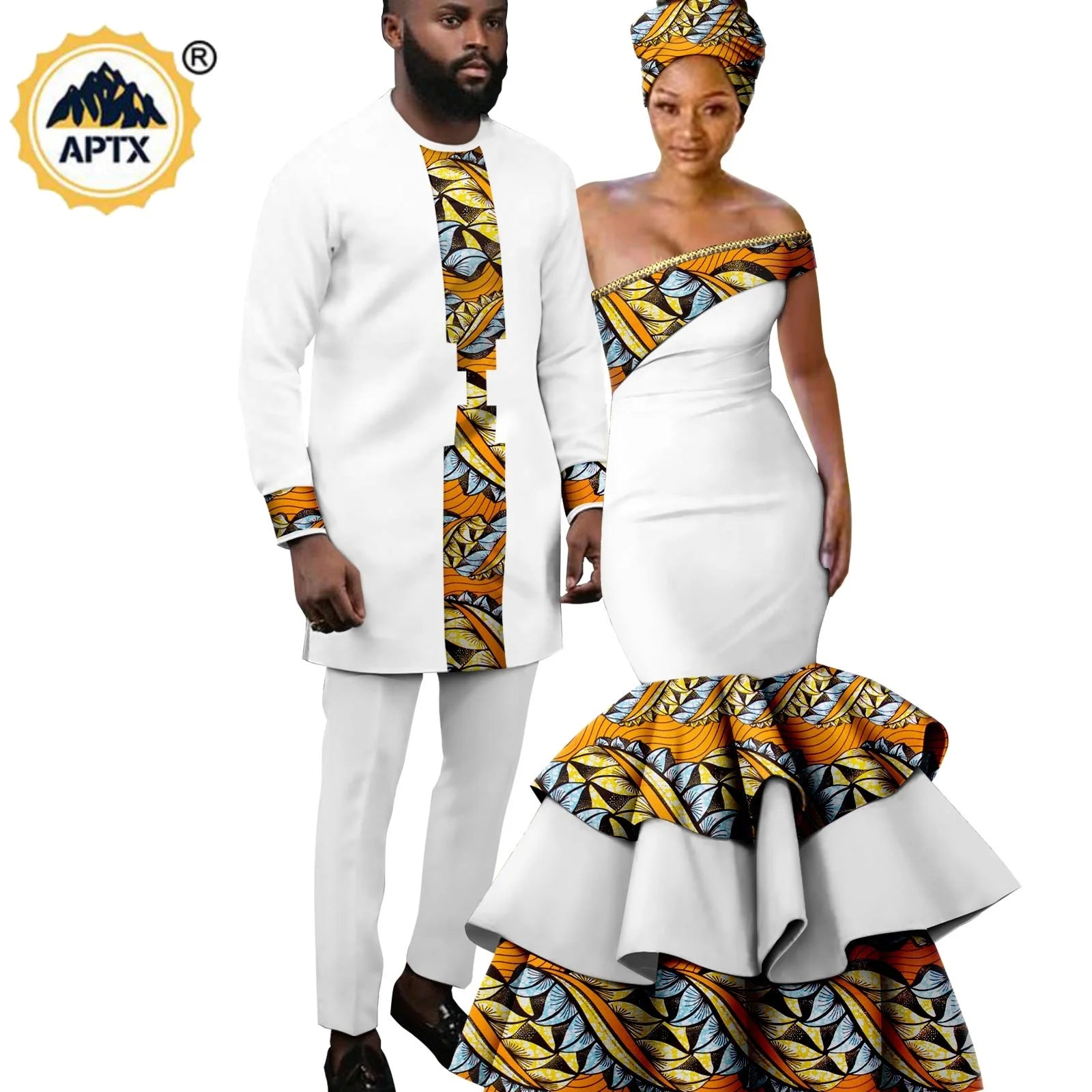 Vêtements Africains pour Couple, Robes sulfAssorties, Tenues pour Hommes, Ensembles Chemise et Pantalon, Dashiki, Robe de ixà Volants pour Dames, Y23C002