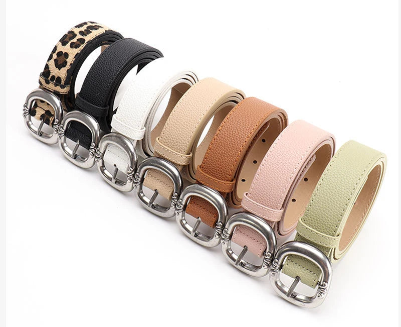 Ceinture imprimée léopard pour femmes, mode décontractée, polyvalente, accessoires pour jeans, ceinture gothique rétro en cuir Pu, boucle ardillon