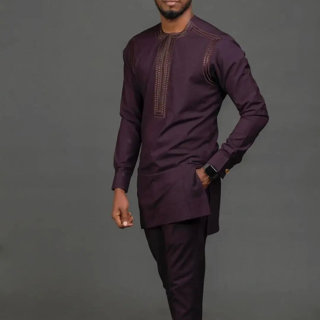 Nouvel ensemble traditionnel africain pour homme 2026 – Costume élégant et tendance pour homme, ensemble décontracté brodé deux pièces, caftan pour homme