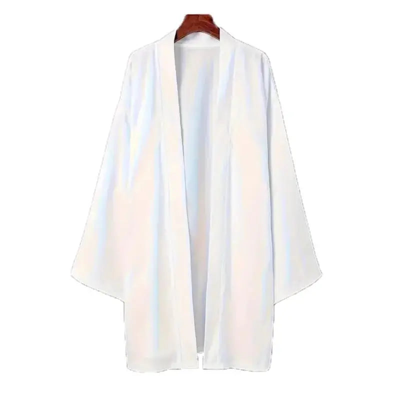 Robe d'été noire pour hommes, vêtements de samouraï, couleur unie, ample, Costume traditionnel asiatique, cape Kimono japonaise de plage, manteau de protection solaire