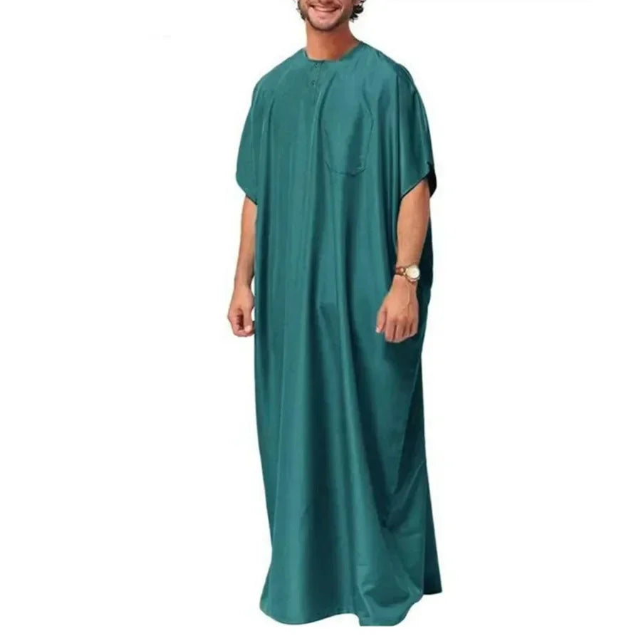 Abaya-Robe musulmane à manches courtes pour hommes, Kaftan arabe islamique, Vêtements vintage, Robe rétro, Moyen-Orient, Moyen-Orient, Été