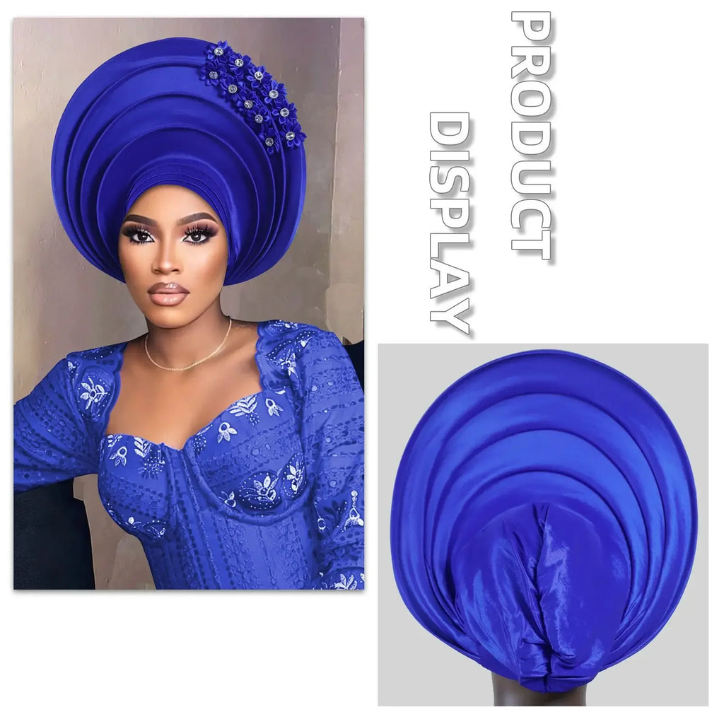Chapeau foulard pour femmes africaines, Gele nigérian, Gele auto-formable, Turban, Bandeau pour la tête, Hijab musulman, Bonnet, pour soirées et événements
