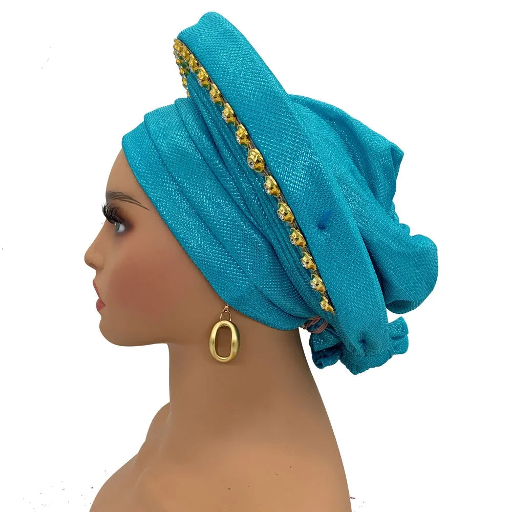 Turban Africain pour Femme, Casquette de Sauna Nigériane, Accessoire de ixde Mariage, Enveloppes de Tête Déjà Faites à la Main