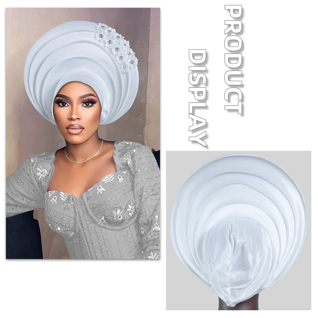 Chapeau foulard pour femmes africaines, Gele nigérian, Gele auto-formable, Turban, Bandeau pour la tête, Hijab musulman, Bonnet, pour soirées et événements