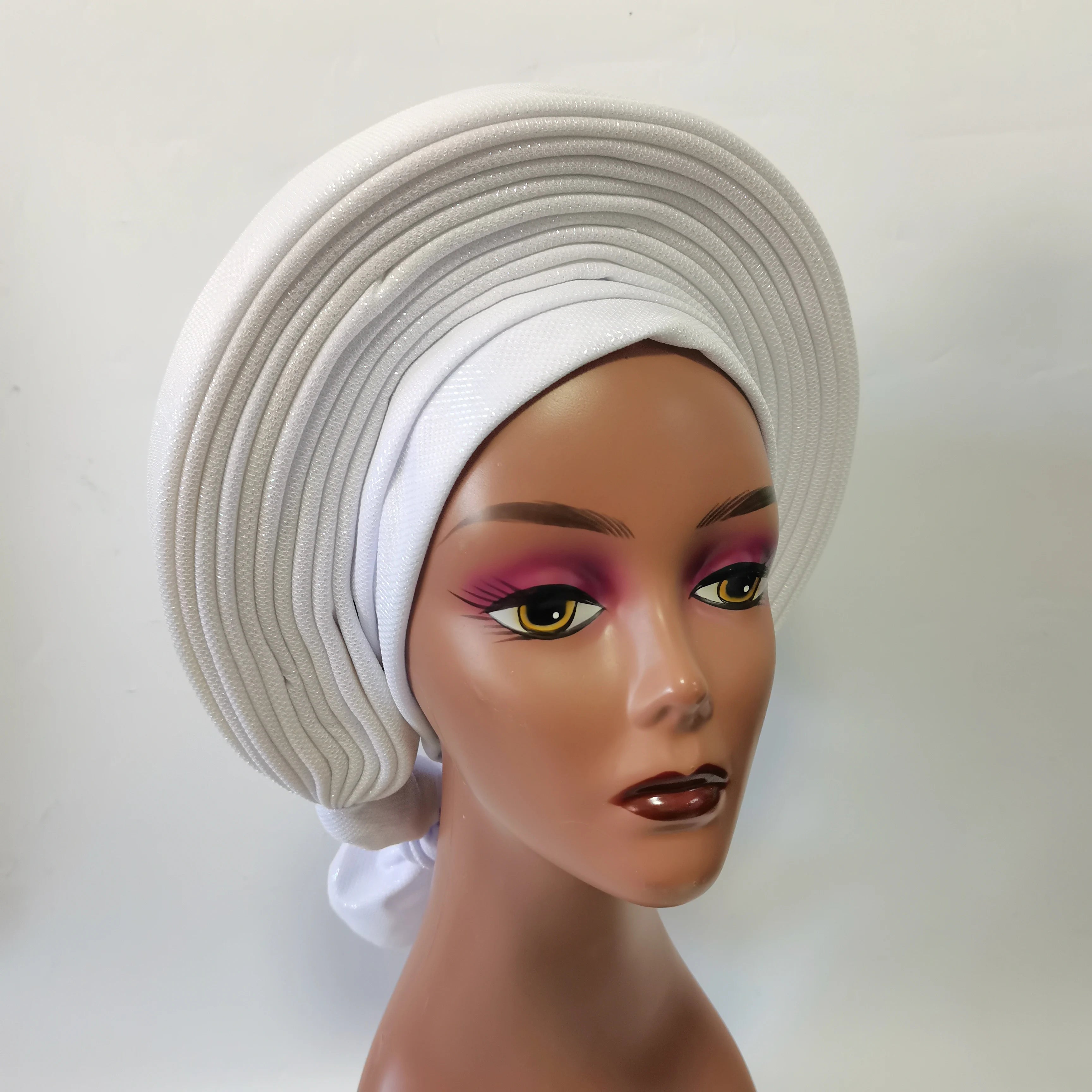 Cravate de sauna africaine de haute qualité Turban NigWin cravate de sauna prête à l'emploi Auto Gele Turban enveloppe de sauna pour XM205-1 de fête de mariage