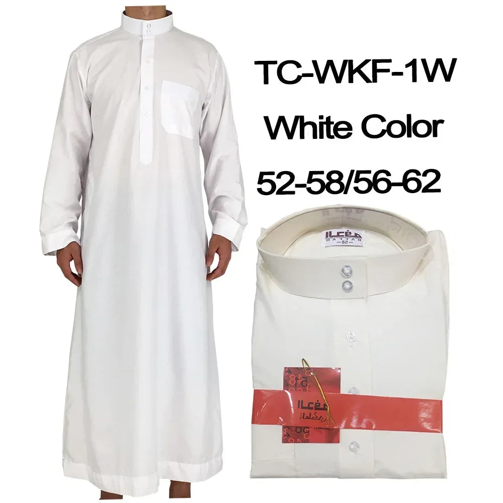 Vêtements islamiques hommes solide à manches longues en vrac musulman mâle arabie saoudite Pakistan Kurta Costumes musulmans robe musulmane caftan Thobe
