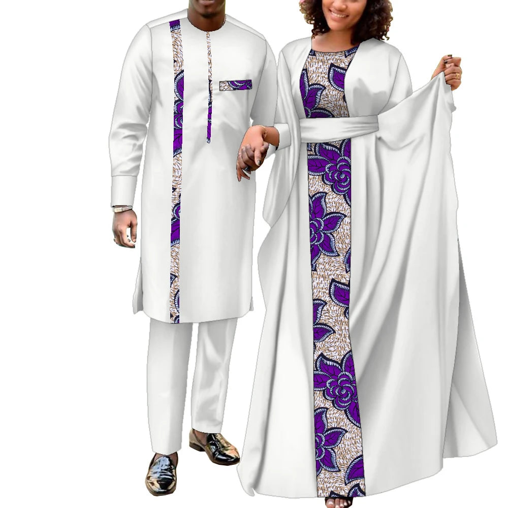 Tenues de couple africaines pour femmes et hommes, ensembles assortis, robes africaines, vêtements de mariage Dashiki, Wyq949